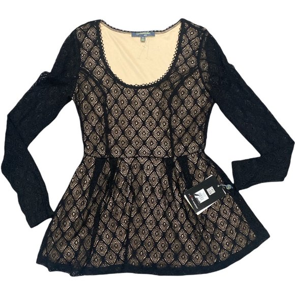 Catherine Malandrino for Design Nation Black Lace Overlay Top Size XS - Picture 2 of 6